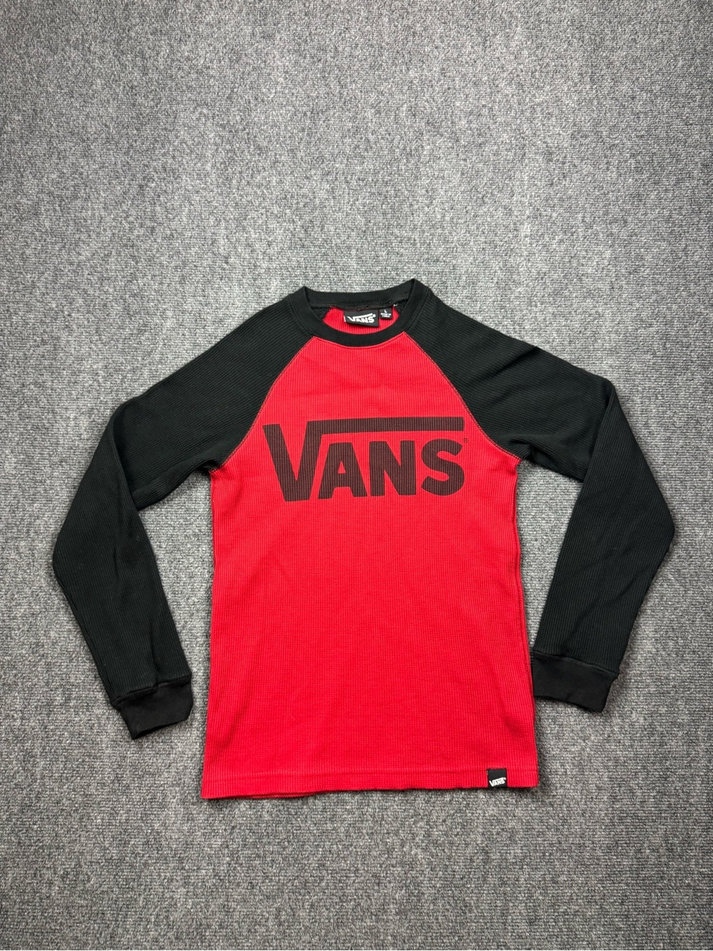 VANS Boys Raglan Long Sleeve T-Shirt Red & Black Large